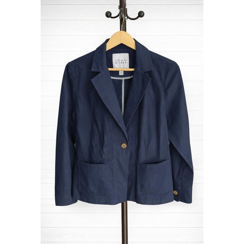 JOAN RIVERS Navy Blue, Cotton Blend Women's Blazer,  Size M